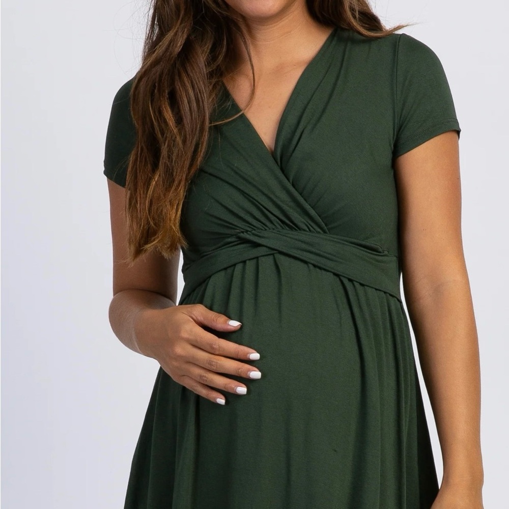 PinkBlush Olive Green Draped Front
Maternity Nursing Top